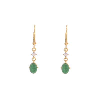 Aretes en dorado con cristales facetados ab y piedra aventurine Emanuel Ungaro