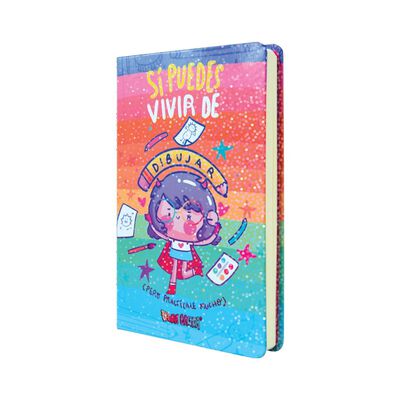 Libreta de Viaje Sketch Book Vania Bachur Dise&ntilde;o Multicolor con Frase