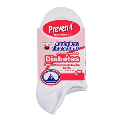 Liner Preven-T diabetes terap&eacute;utico sin costuras modelo 1960 talla chica-mediana(21 a 24cm) color blanco dama