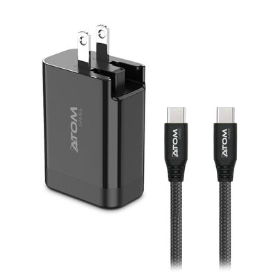 Cargador de Pared ATOM GAMES Tipo C para Nintendo 45W en Color Negro