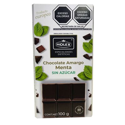 Chocolate Holex Amargo/Menta Sin Az&uacute;car 100 grs