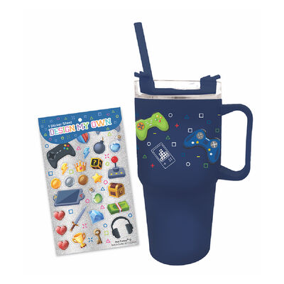 Tarro con Tapa y Popote Game de 600ml. Hot Focus