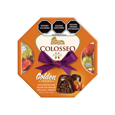 Chocolates Colosseo Golden Rellenos de Avellana Caja Octagonal 125g