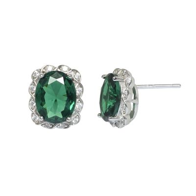 Aretes Esmeralda Cristal Plata 925 Artre .925
