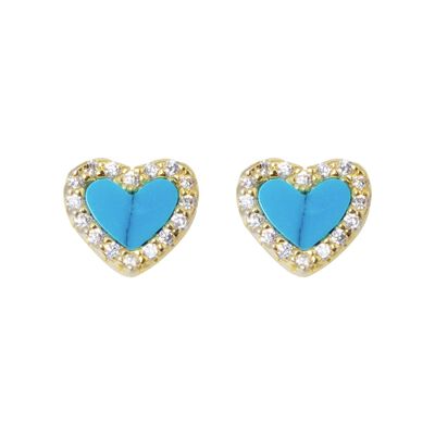 Aretes Plata .925 Corazón Turquesa Westies Plata