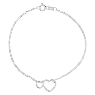 Pulsera Dvillalpando Doble Coraz&oacute;n Plata .925