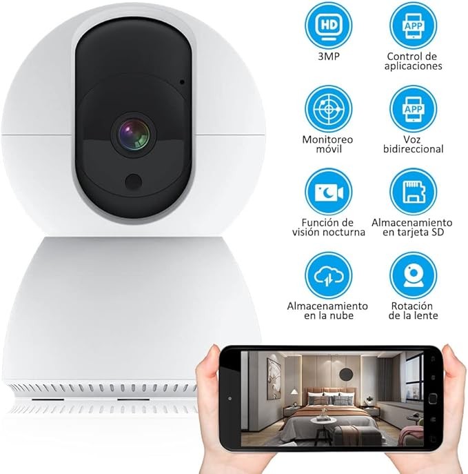 EASYTAO TV-628 C&aacute;mara de Seguridad Interior, 2K 3MP C&aacute;mara Alexa WiFi, iCSee O Tris Home App, Audio Bidireccional, Control Remoto, Detecci&oacute;n de Movimiento, Visi&oacute;n Nocturna,Compatible con Alexa. image number null