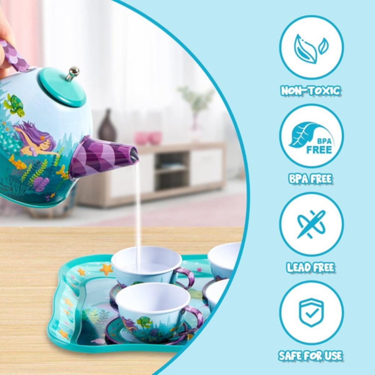 Juguete De Cocina Juego De T&eacute; Tazas Con Postre sirens estuche azul image number null