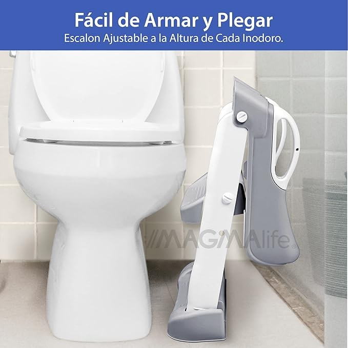 A MAGMALIFE Ba&ntilde;o Entrenador, Asiento Entrenador para Ba&ntilde;o con Escalera Antideslizante, Taburete Plegable Infantil para Taza de Ba&ntilde;o, F&aacute;cil de Guardar, Asiento Ergon&oacute;mico, Edad de 2 a 5 A&ntilde;os. image number null