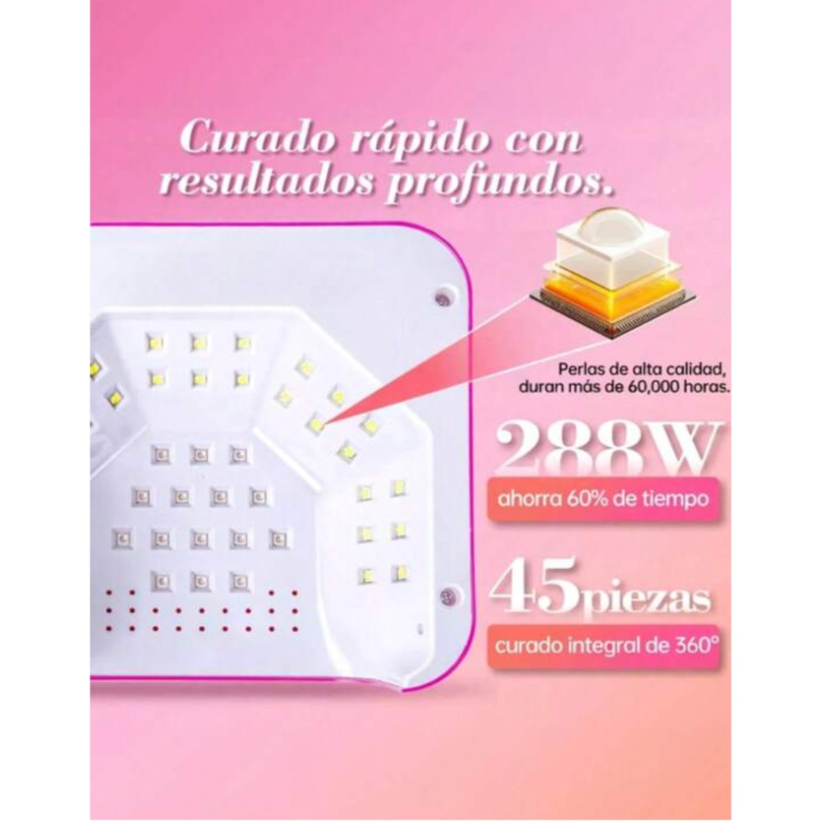 L&aacute;mpara Secadora U&ntilde;as LED Sensor Temporizador Rosa image number null
