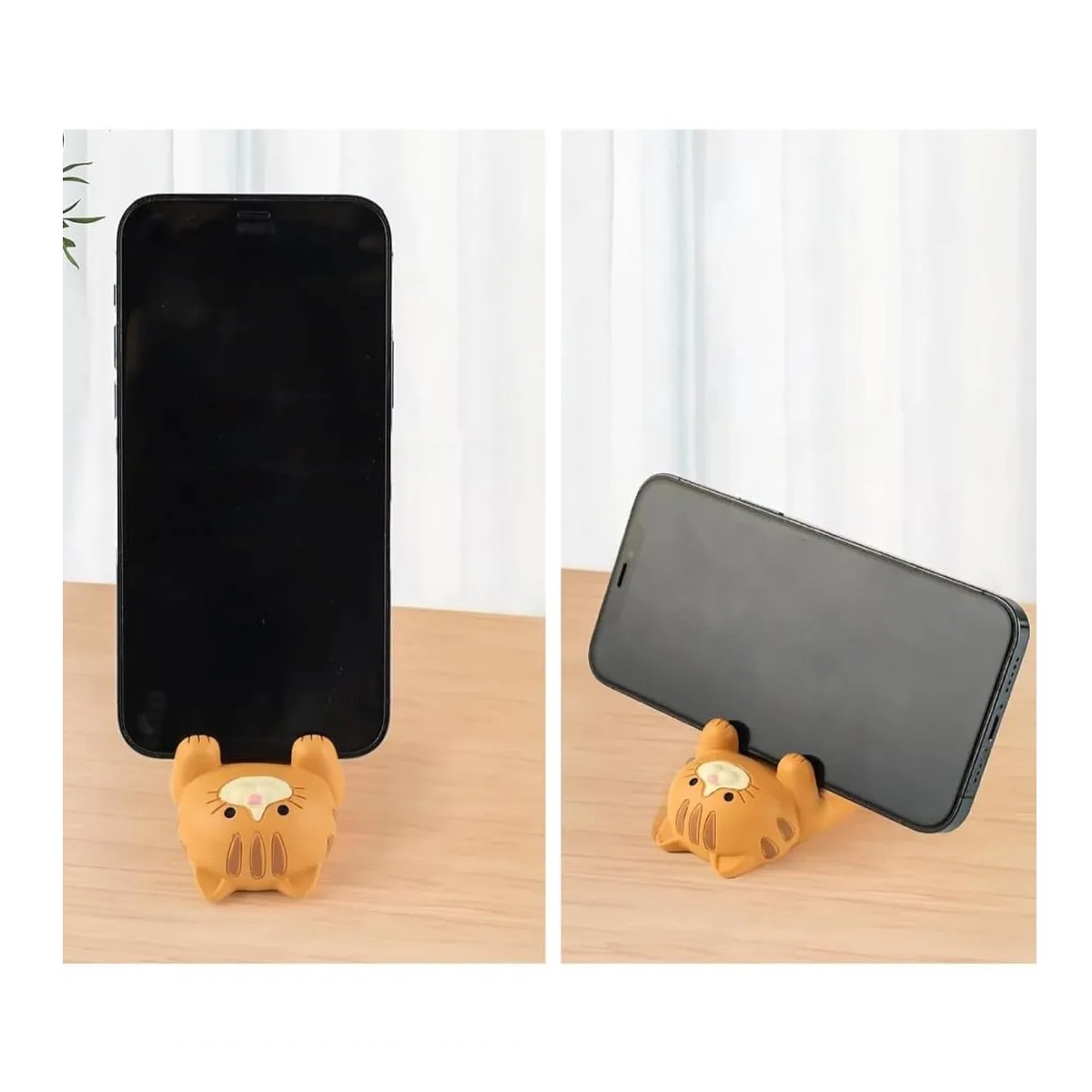 Soporte Para Celular De Gatito Base Adorable Y Funcional Cafe image number null