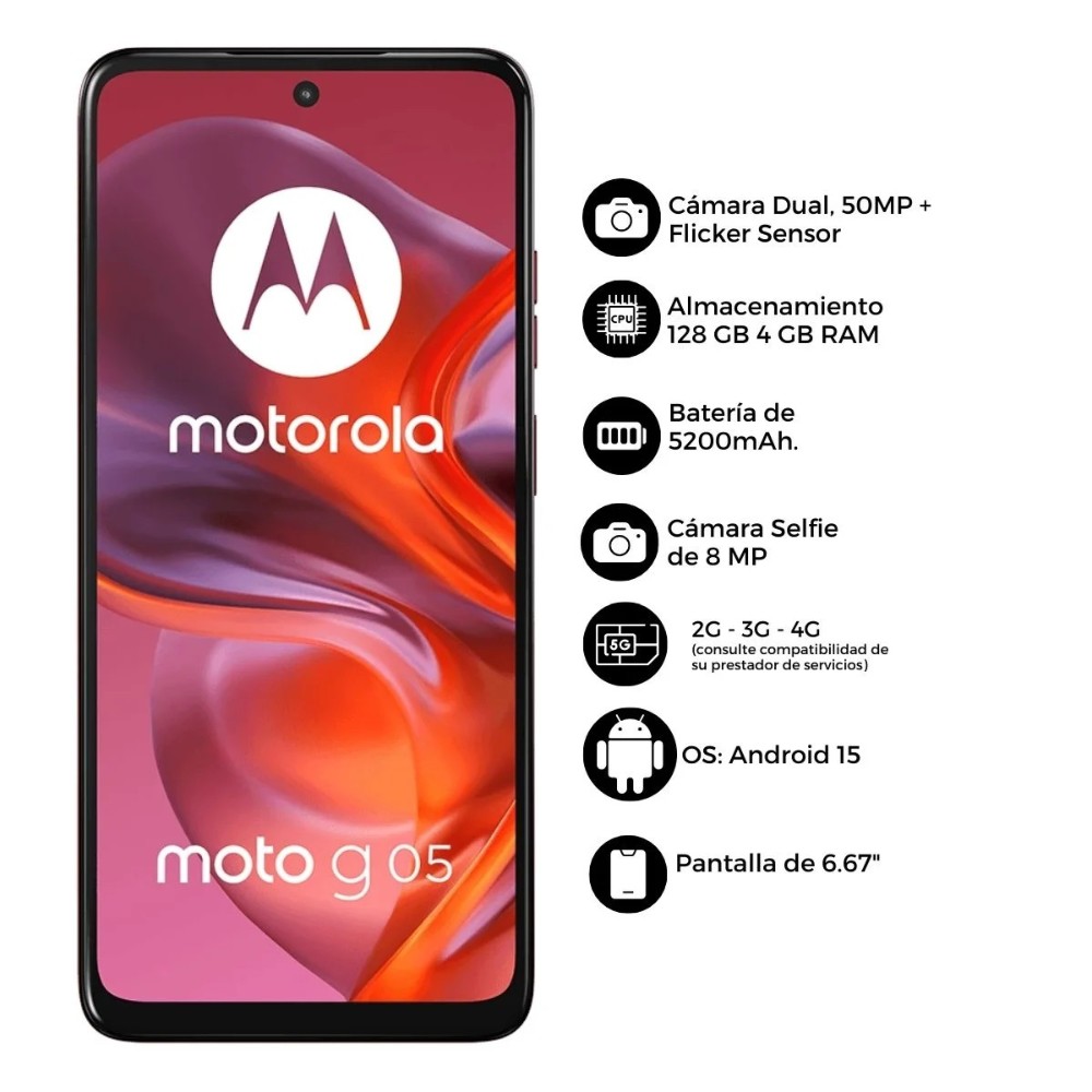 Celular Motorola G05 128GB 4GB RAM Rojo image number null