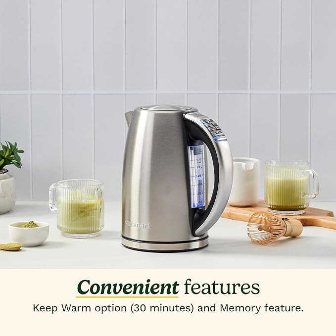 A Cuisinart CPK-17 PerfecTemp Tetera el&eacute;ctrica inal&aacute;mbrica de acero inoxidable de 1.7 litros image number null