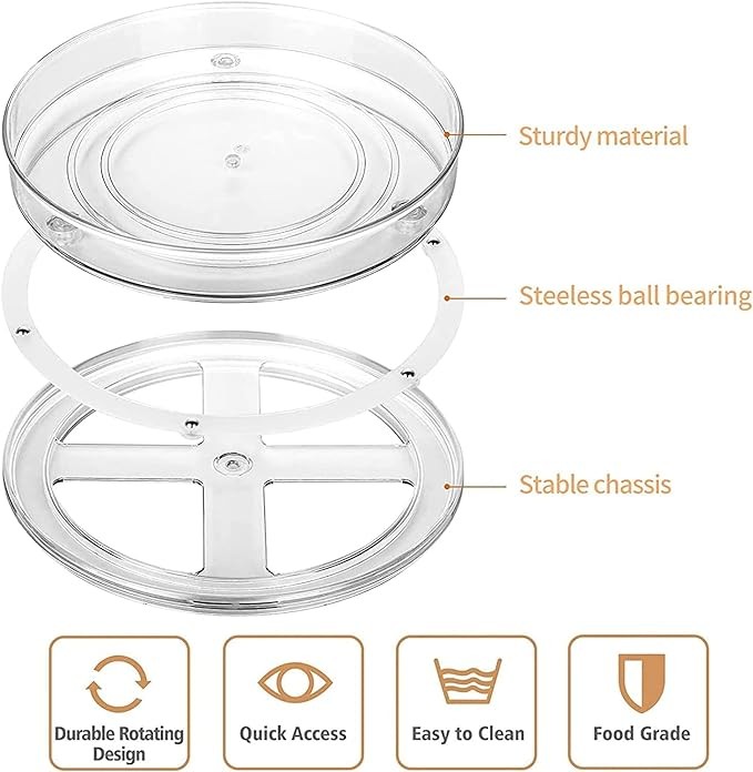 VASA NAMA 11.5 Inch Plato Giratorio para Cocina, Organizador de Armarios Pl&aacute;stico Libre de BPA, Especiero Giratorio image number null