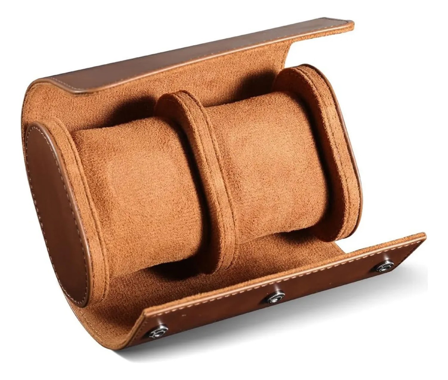 Estuche Cuero De Almacenamiento Para 2 Relojes Cafe Oscuro image number null