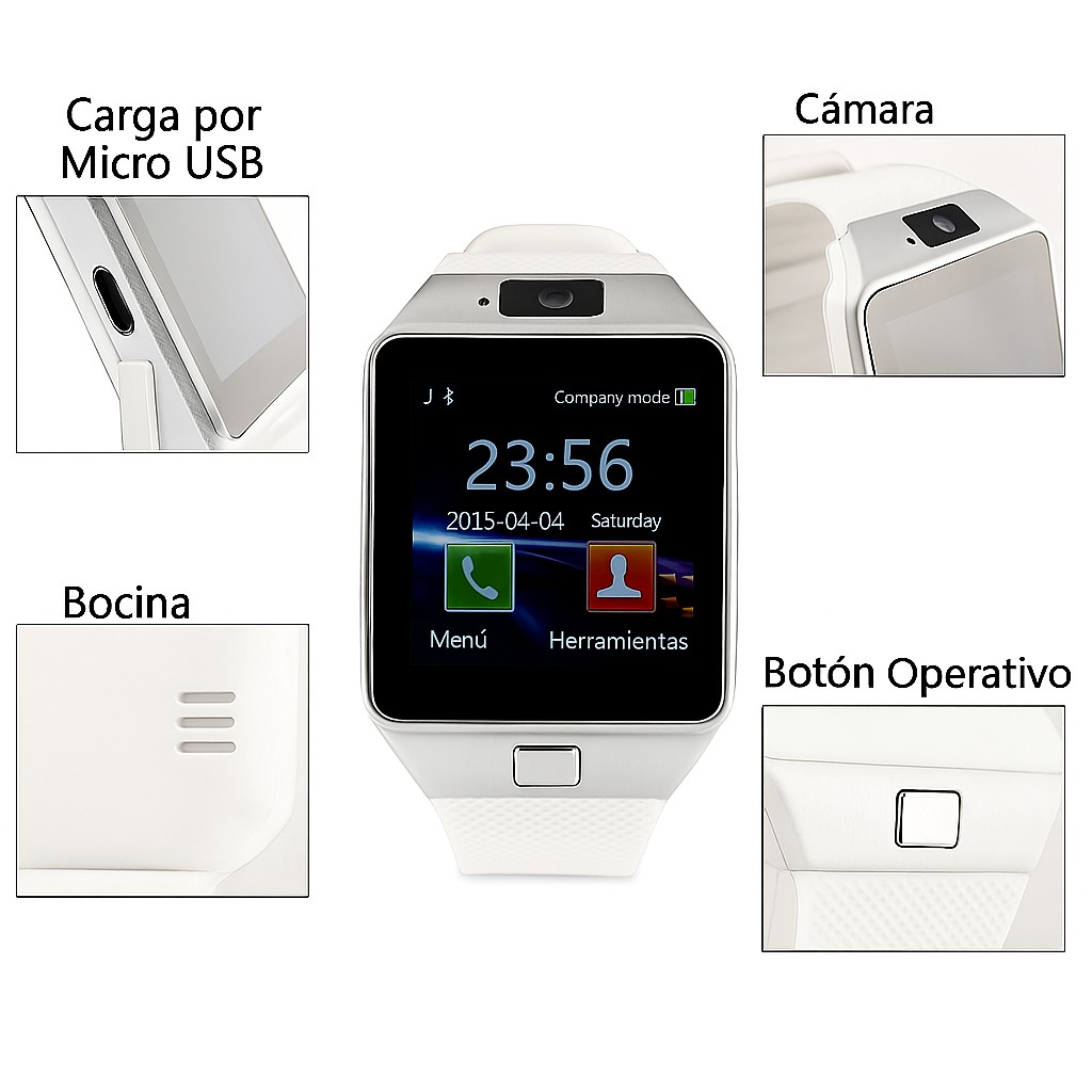 Smartwatch Dz09 Con Bluetooth, C&aacute;mara, Cronometro, Llamadas - Reloj Inteligente Blanco image number null