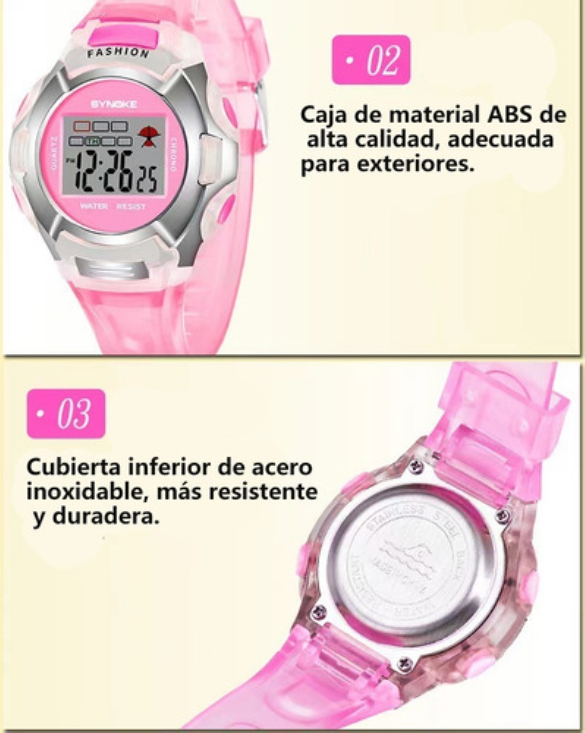 Reloj Infantil Led Ni&ntilde;a Cronometro Contra Agua ROSA image number null