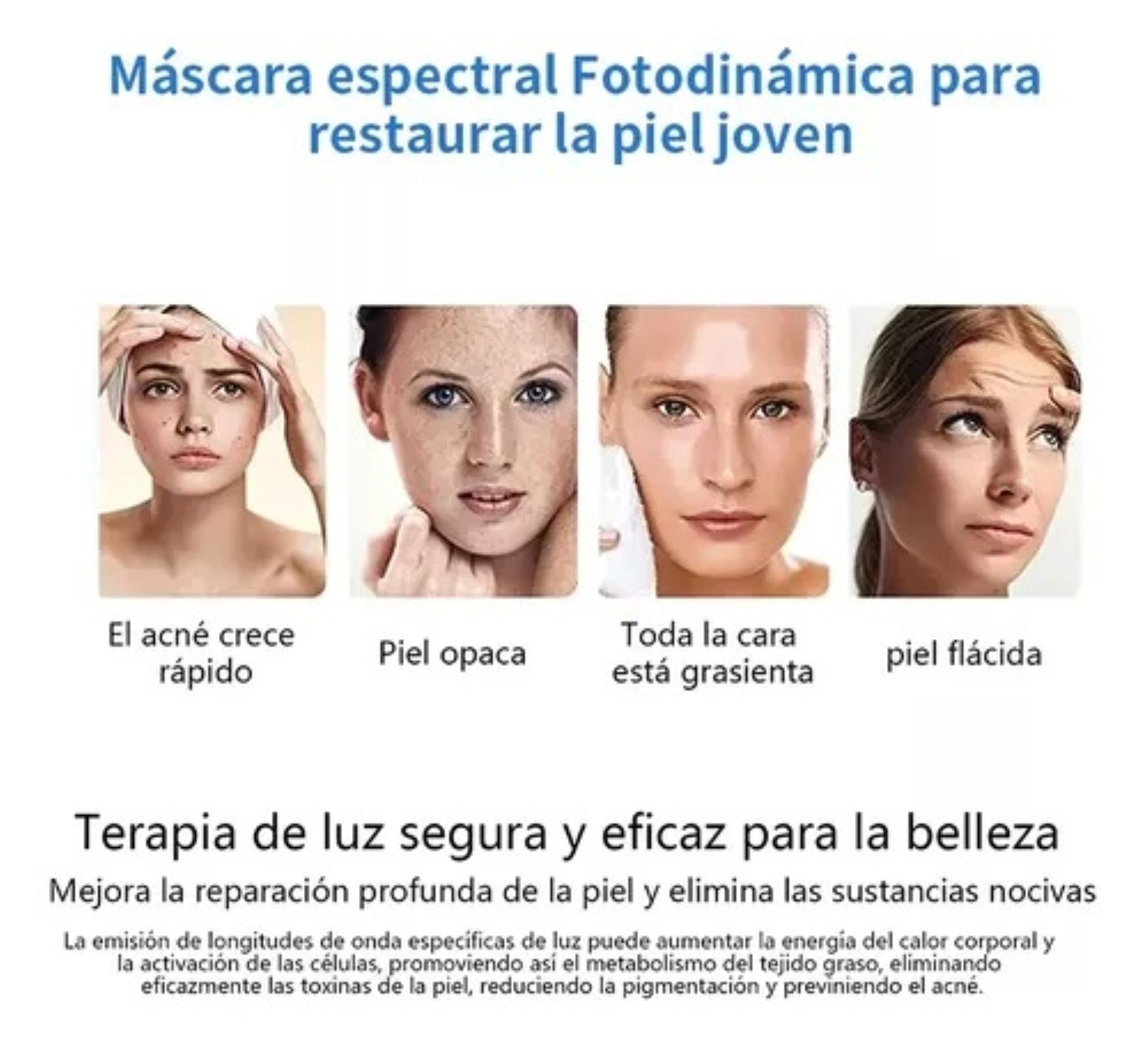 M&aacute;scara facial terap&eacute;utica LED 127V Blanco image number null