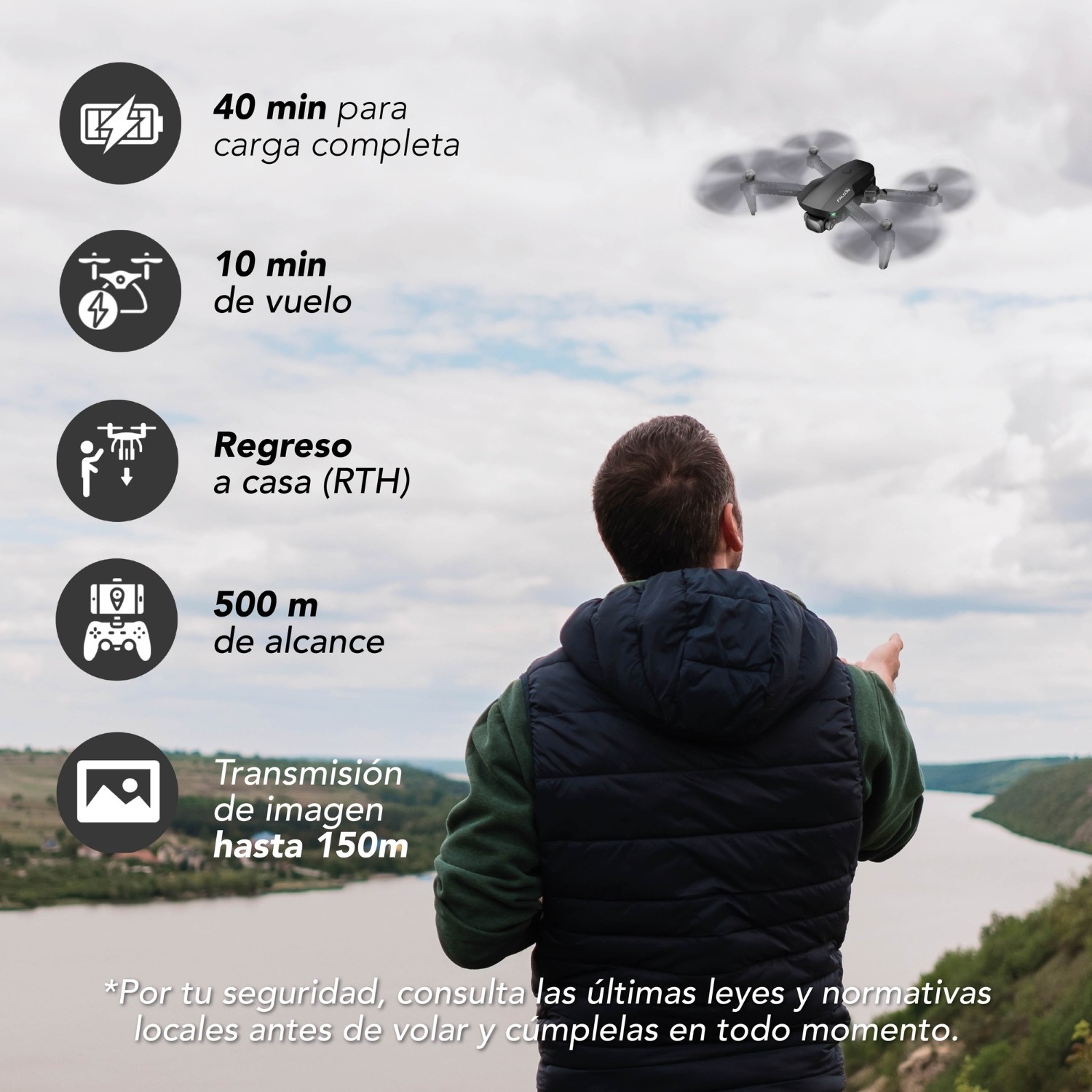 Mini Drone Binden Falcon GD93 con C&aacute;mara 4k, Hasta 10 Minutos de Vuelo image number null
