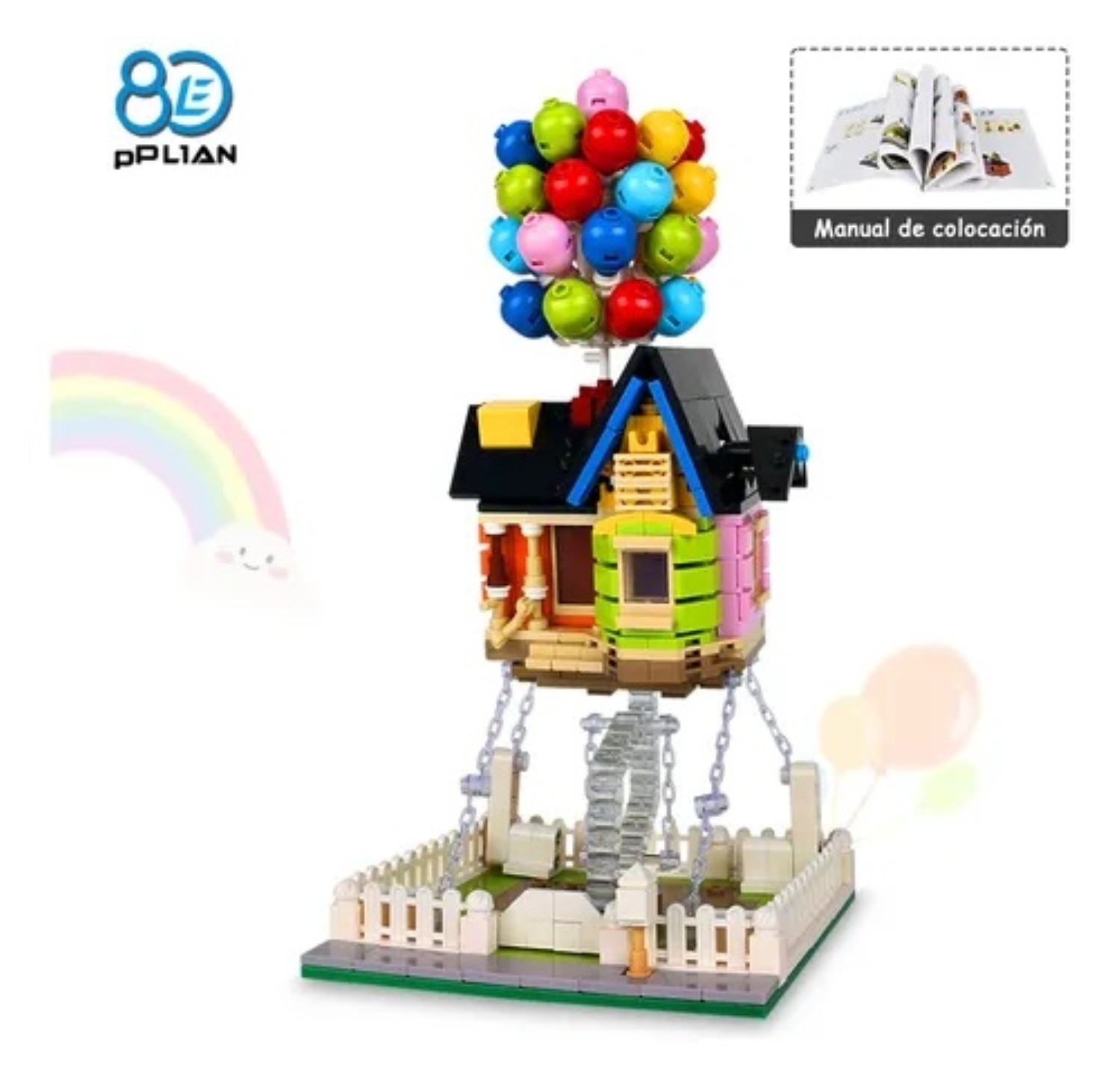 Bloques construcci&oacute;n Casa Globos 635 pz Colores image number null