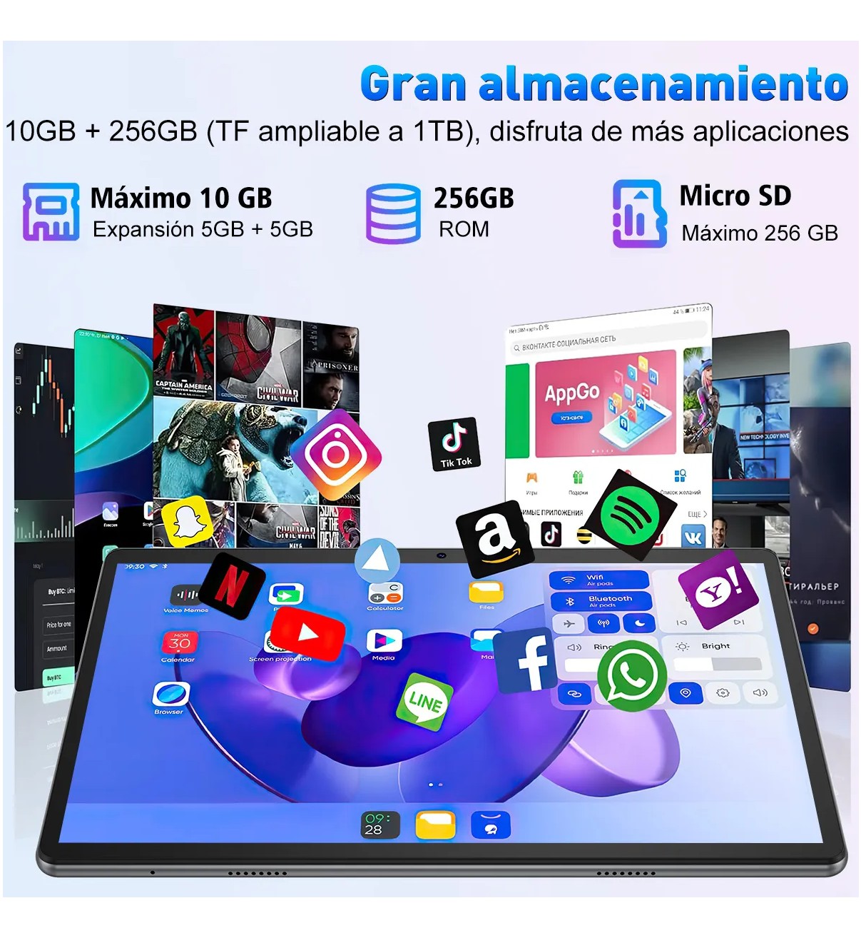 Tablet Con Funda Pad 10'' Android 64gb+4gb Memoria Ram Rosa Malubero image number null