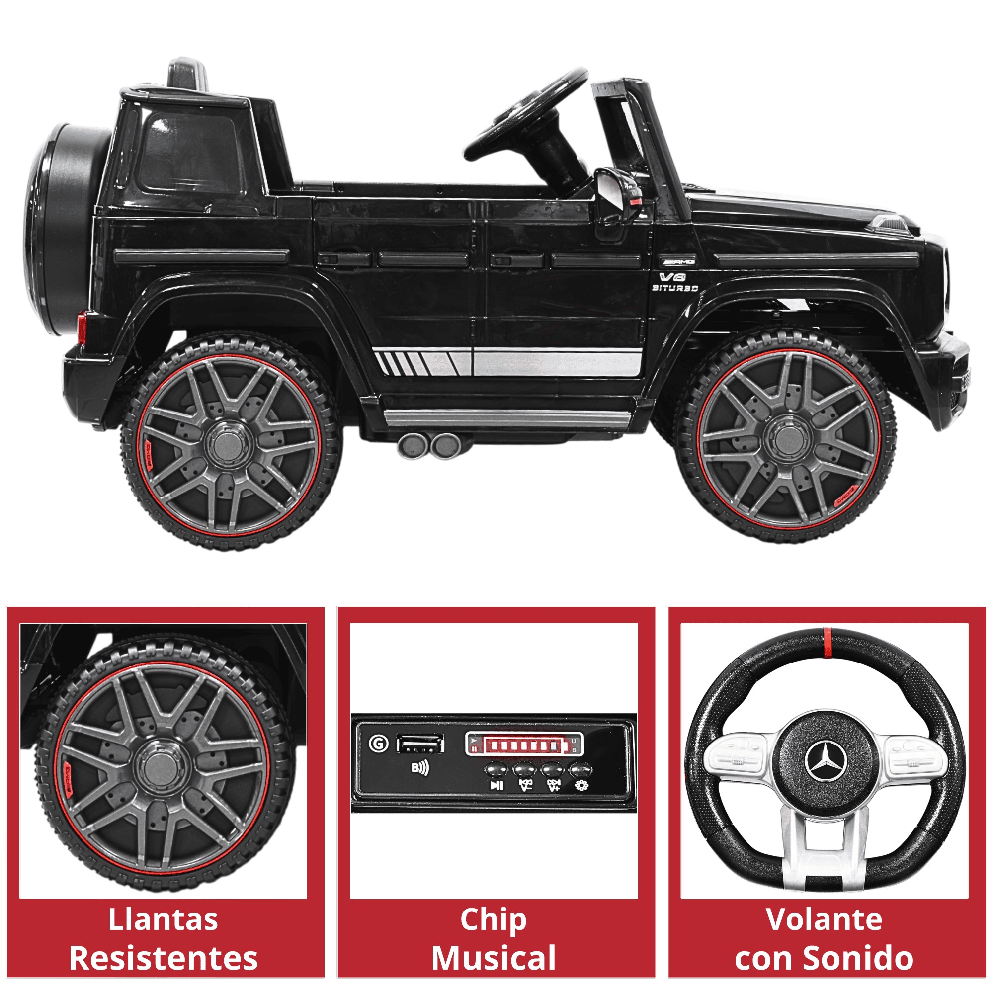 Camioneta Montable El&eacute;ctrica AMG Mercedes Benz G-63 para Ni&ntilde;os 12V Bluetooth Apto a partir de 3 a&ntilde;os - Negro image number null