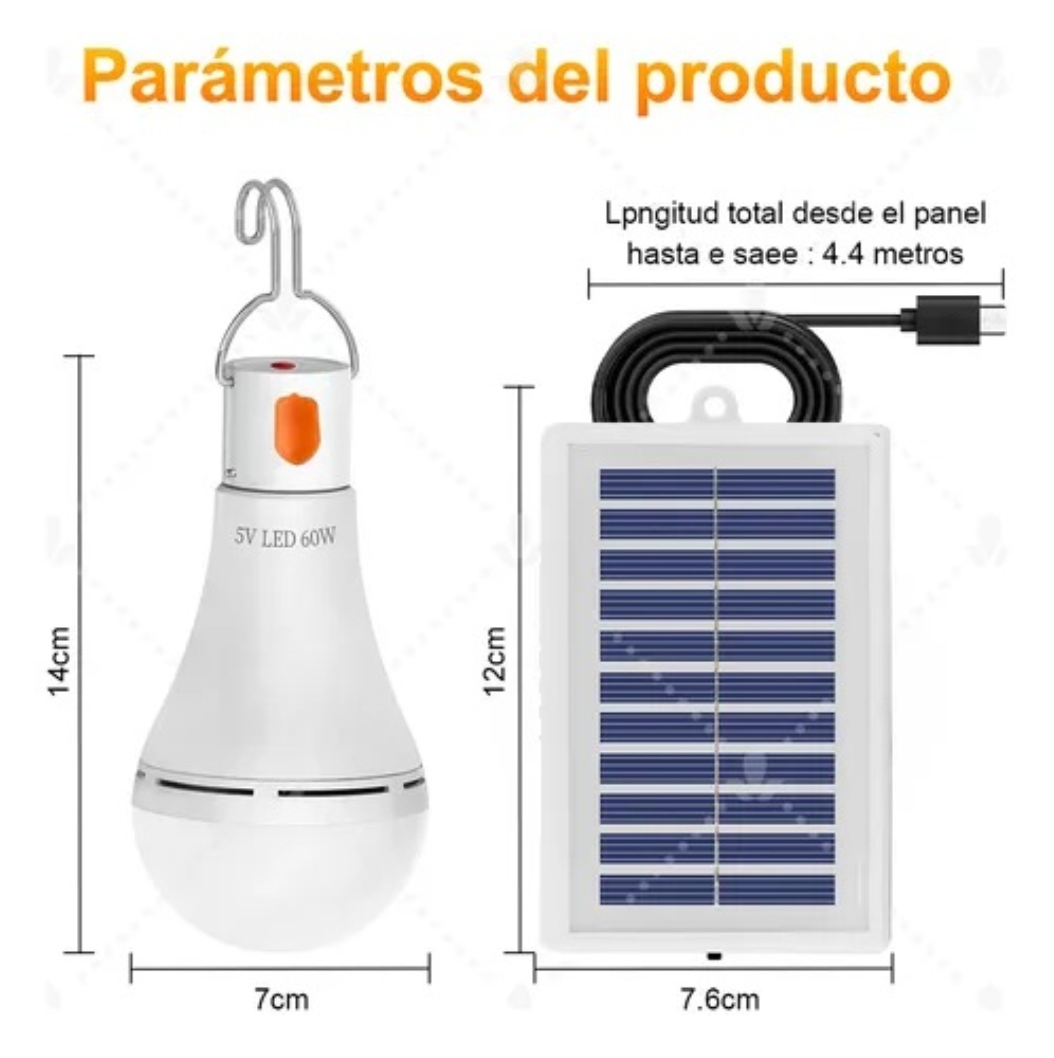 Luz De Emergencia Usb Solar Recargable Y Extra&iacute;ble 60w 2 Pzs Blanco image number null