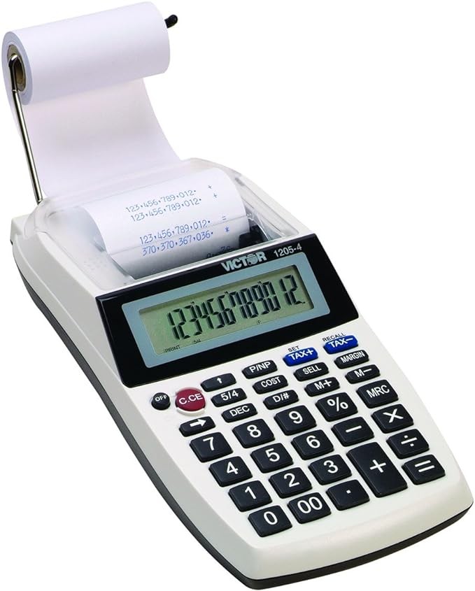 A Victor 1205-4 Calculadora de impresi&oacute;n Comercial port&aacute;til de 12 d&iacute;gitos, 1.8 x 4 x 8 Pulgadas. image number null