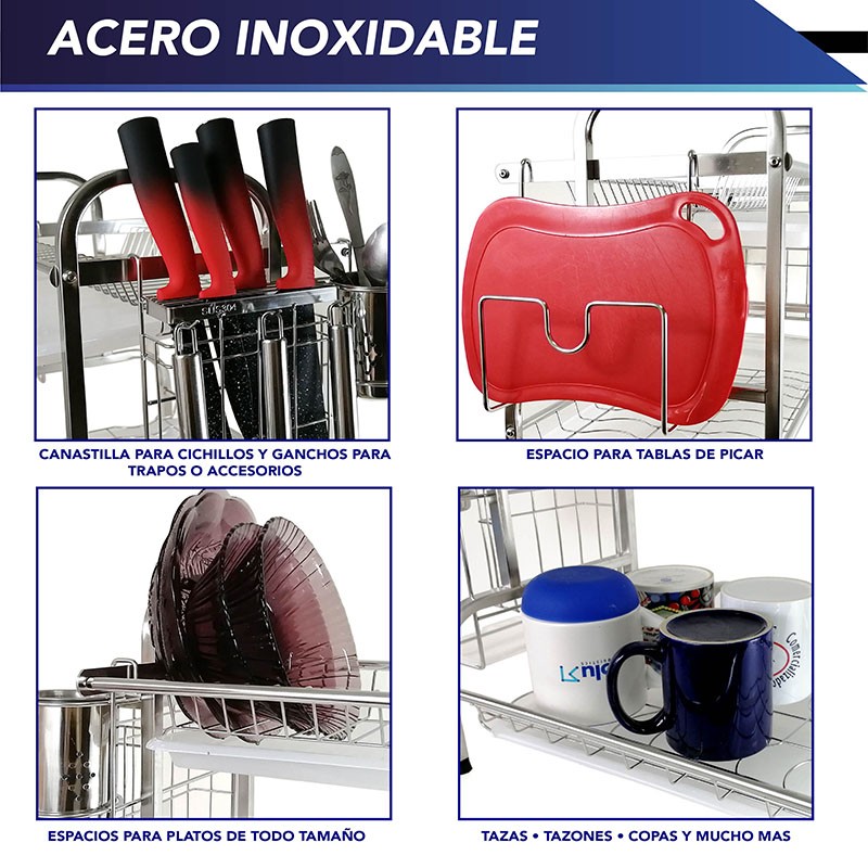 Escurridor de trastes 2 Niveles RD ROYAL COOK de Acero Inoxidable image number null