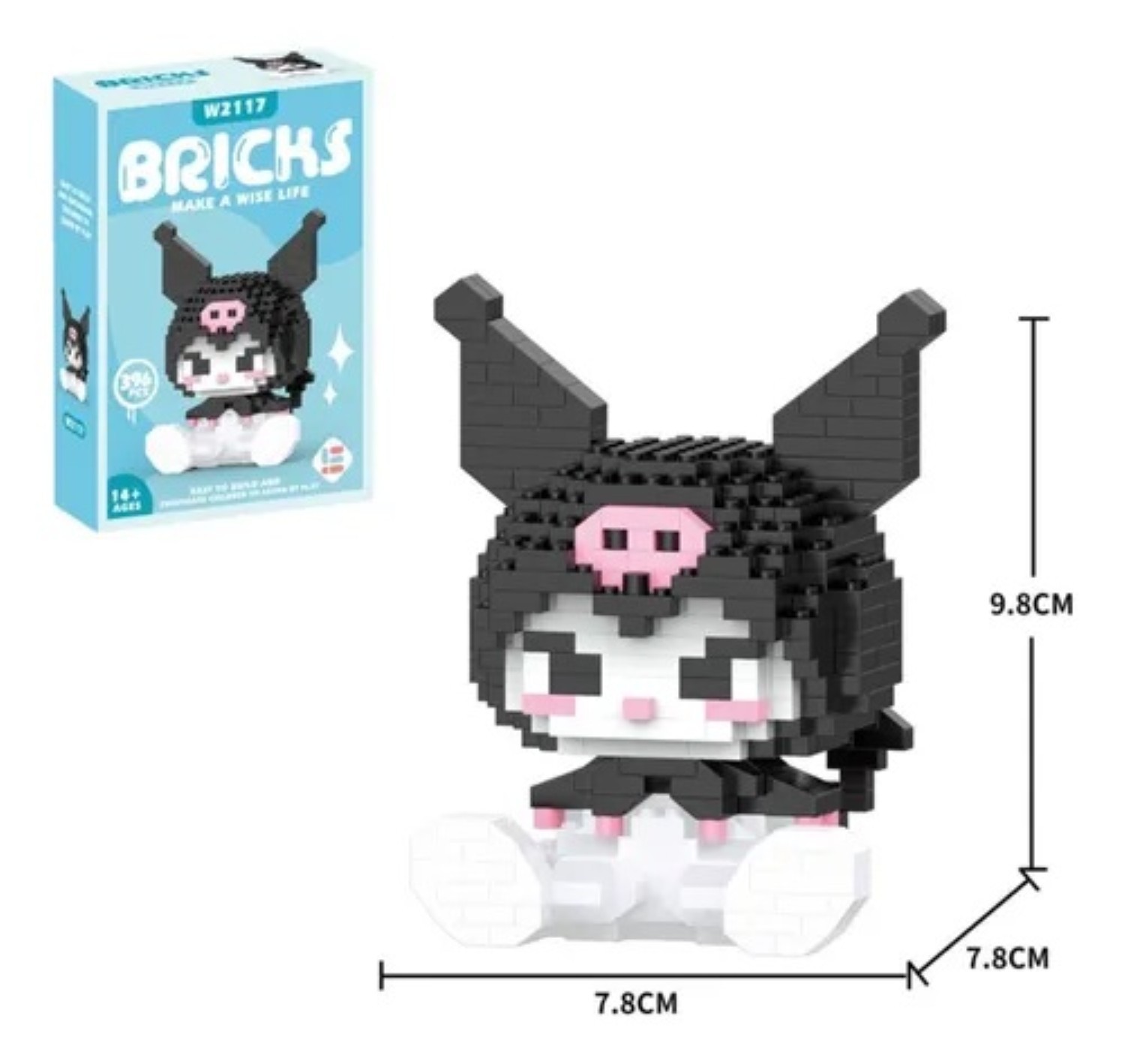 Set Mini Bloques Armables Kuromi 396 pzs Negro image number null