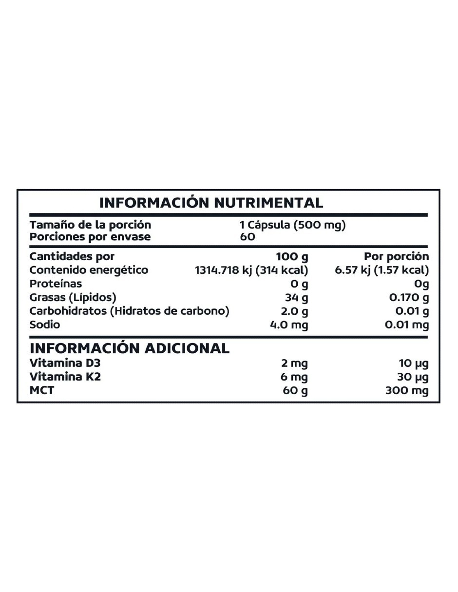 Vitamina D3 + Vitamina K2 + Mct Oil | Sin Az&uacute;car - Suplemento Alimenticio Vegano image number null