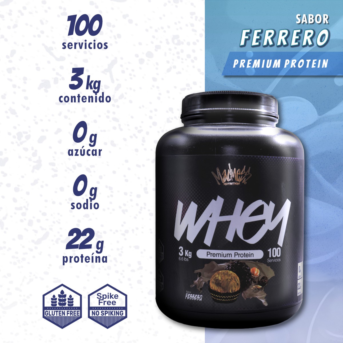 Prote&iacute;na Whey Madness 3Kilos Suplemento Deportivo premium image number null