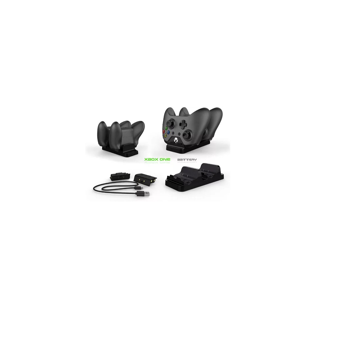 Carga Y Juega Base Cargadora Doble Para Controles Xbox Negro. image number null