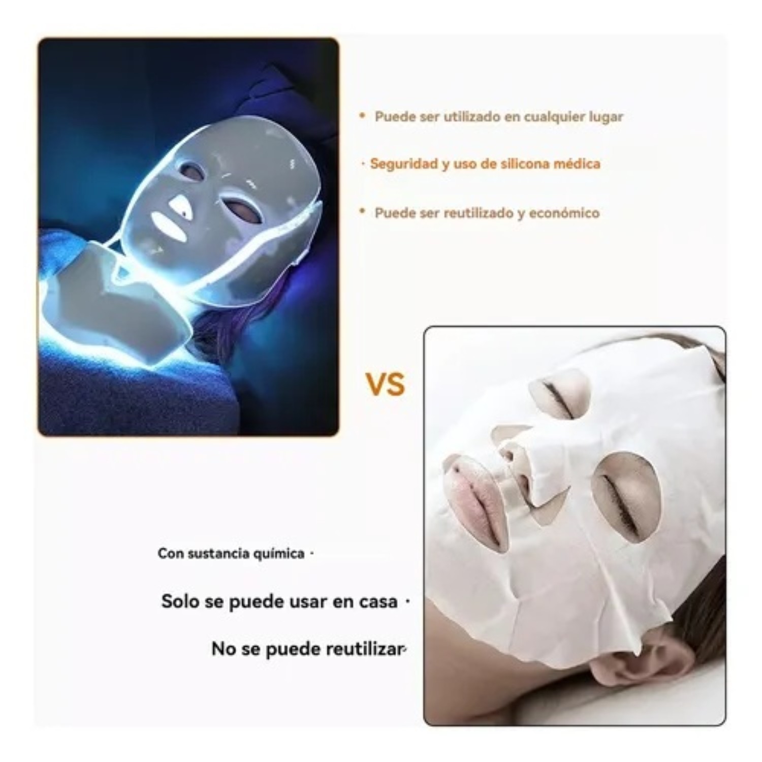 M&aacute;scara facial terap&eacute;utica LED 127V Blanco image number null