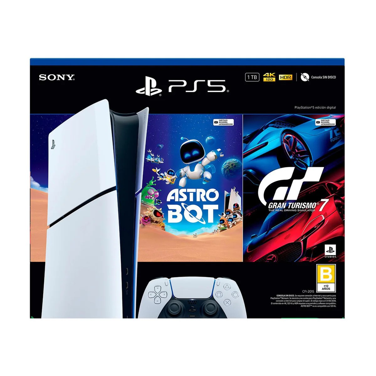 PlayStation 5 Edici&oacute;n Digital 825 GB Bundle Astro Bot + GT7 image number null
