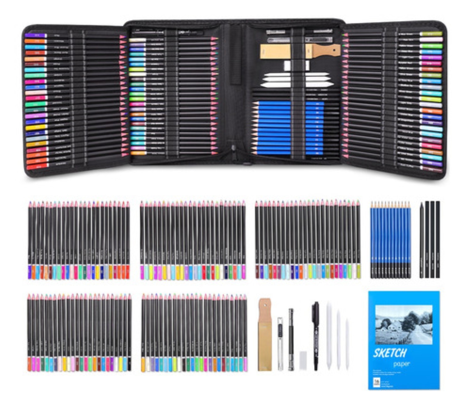 Set De Arte Profesional 145 L&aacute;pices Colores Dibujo Kit image number null