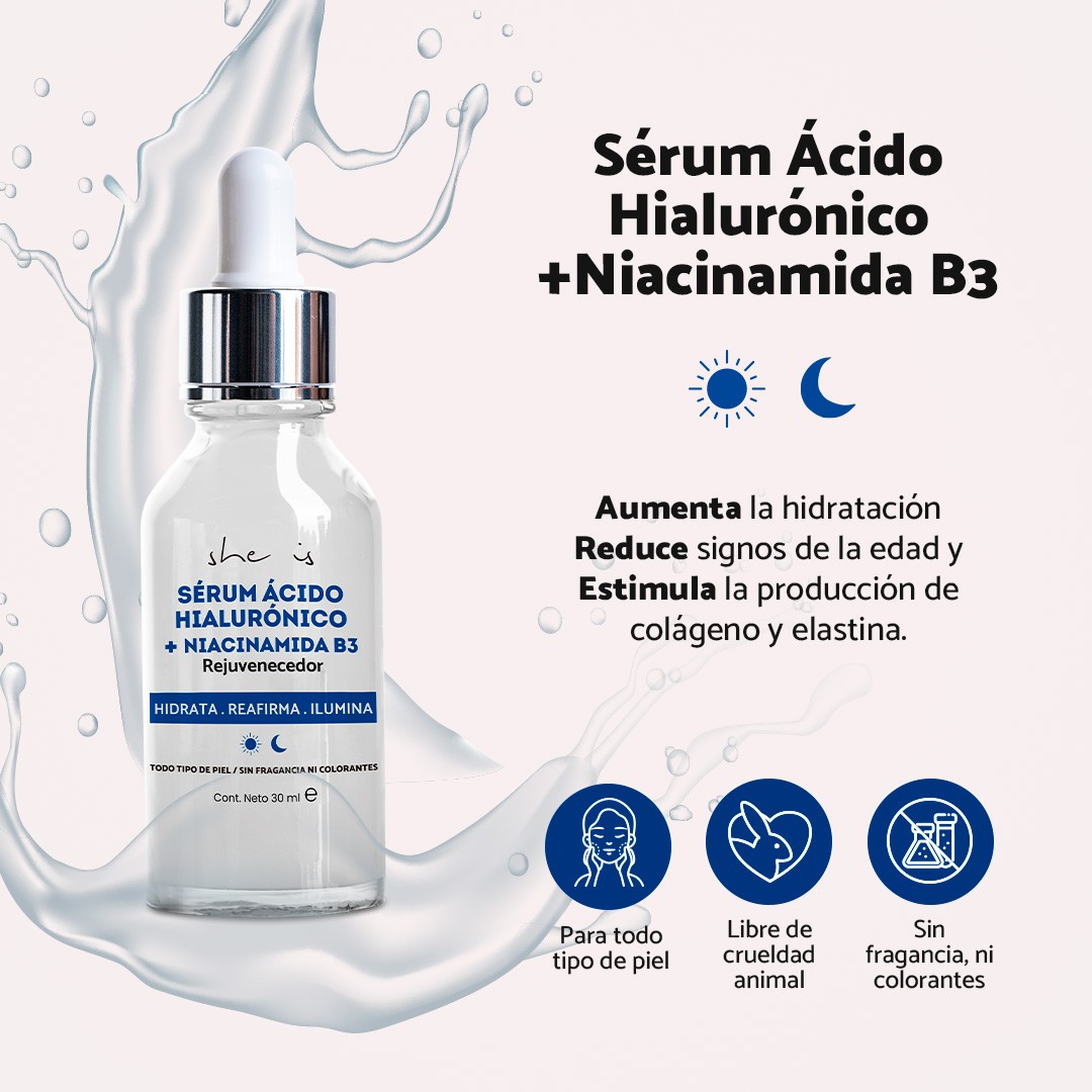 Serum Antiedad Doble &Aacute;cido Hialur&oacute;nico + Niacinamida B3, She is skincare image number null