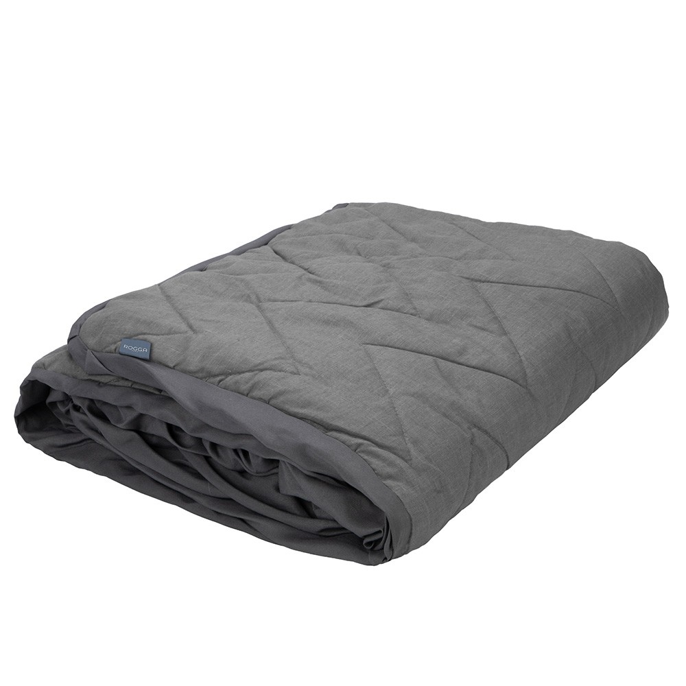 Edred&oacute;n Individual Dicasa Couzy Azul Marino con Gris, S&aacute;banas Royal Gris, Protector Lux y Almohada Royal image number null