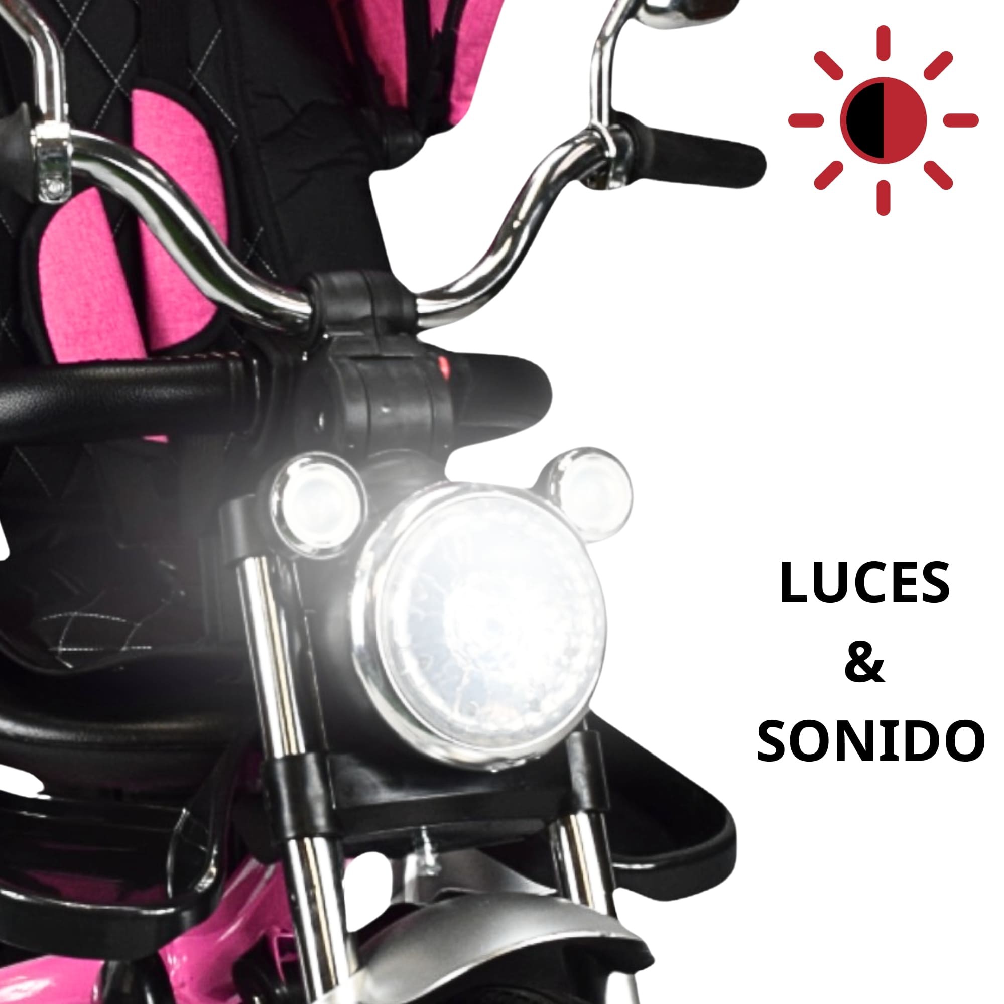 Triciclo para Ni&ntilde;os Reclinable Giratorio 360 Sonido Llanta Goma - Rosa image number null