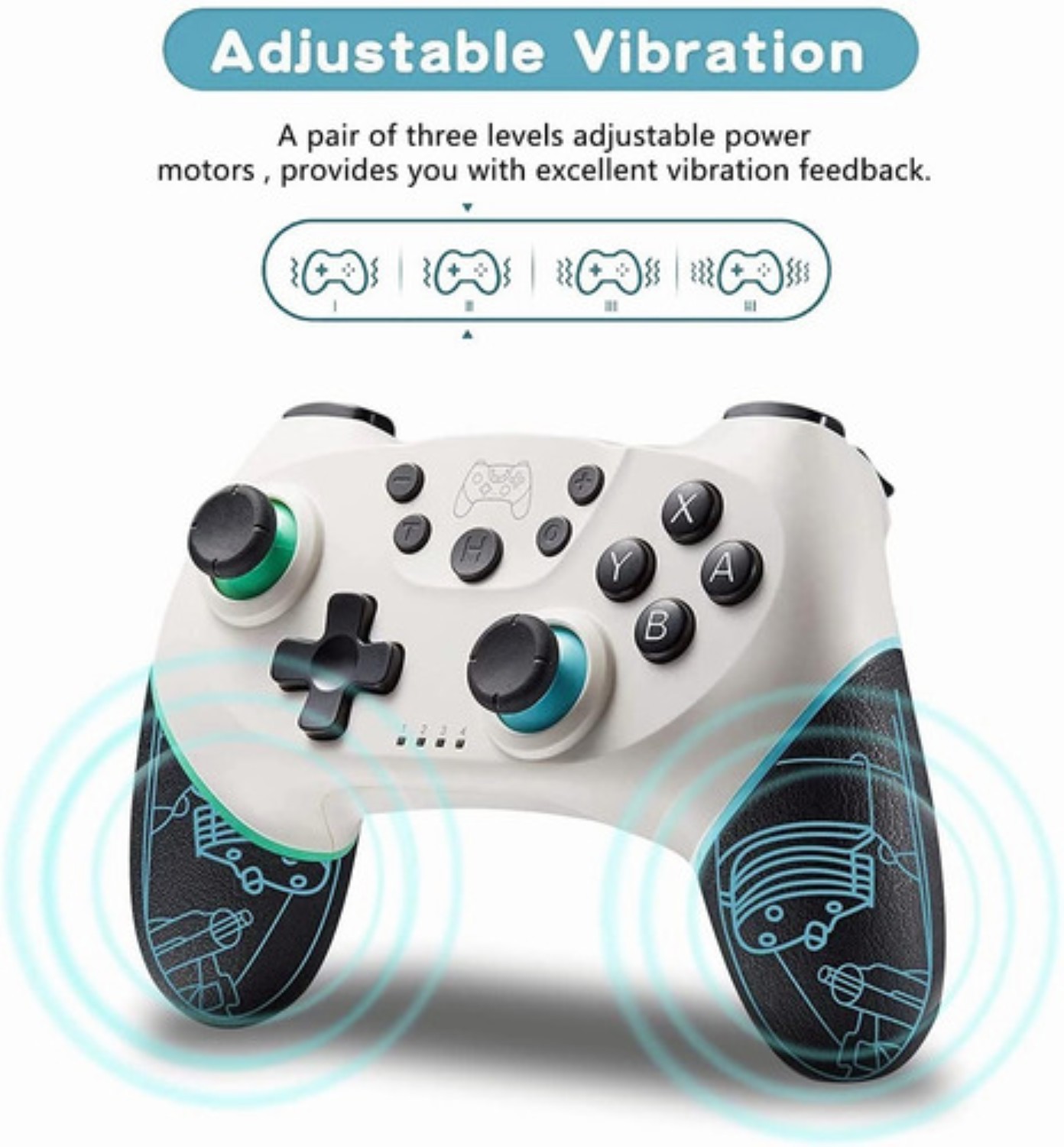 Control Inal&aacute;mbrico Para Nintendo Switch Blanco Con Negro image number null