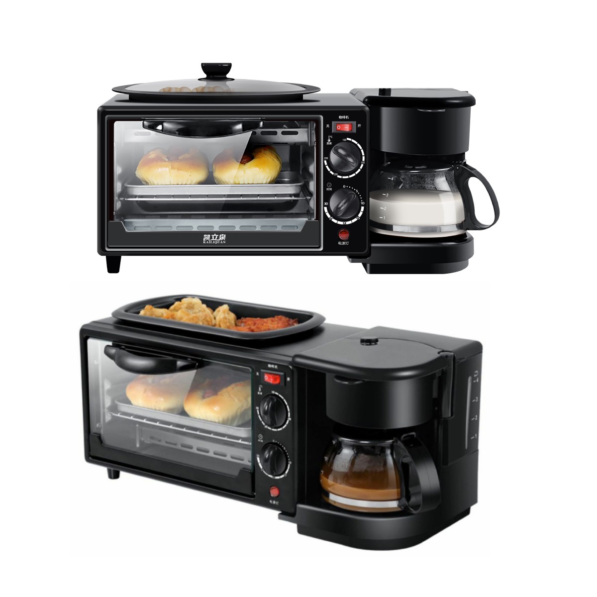 Ilios Innova | Horno 3 En 1 Maquina De Desayuno Sarten Cafetera Mini Horno image number null