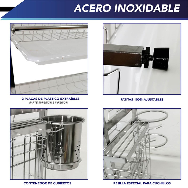 Escurridor de trastes 2 Niveles RD ROYAL COOK de Acero Inoxidable image number null