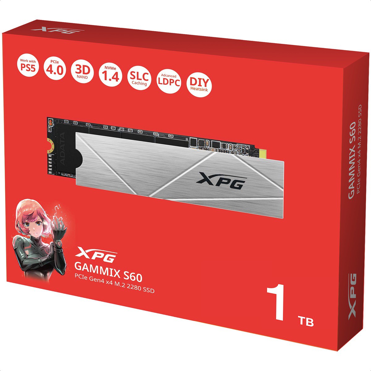 M.2 2280 SSD 1TB ADATA XPG GAMMIX S60 NVMe PCIe Gen4 x4 AGAMMIXS60-1T-CS image number null