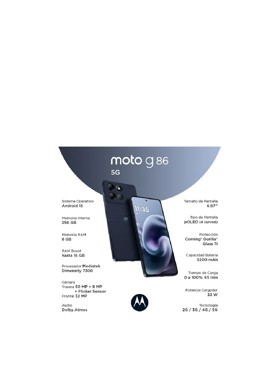 Motorola G86 5G 256Gb 8Ram Color Azul Libre image number null