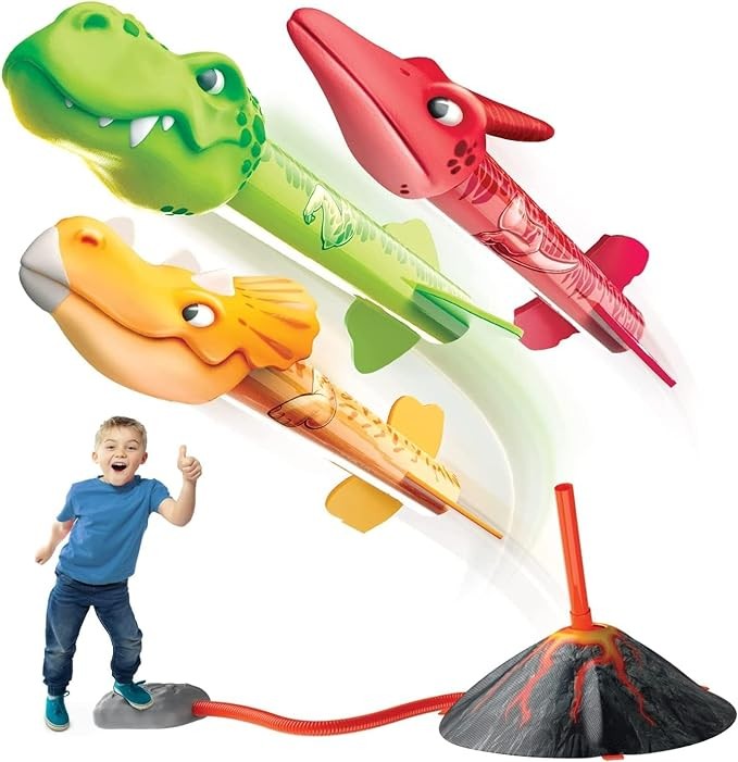 LAWAN - Dinosaur Blaster/Lanzacohetes para ni&ntilde;os - Lanza hasta 100 pies Regalo de cumplea&ntilde;os para ni&ntilde;os y ni&ntilde;as 3 4 5 6 7 a&ntilde;os. image number null