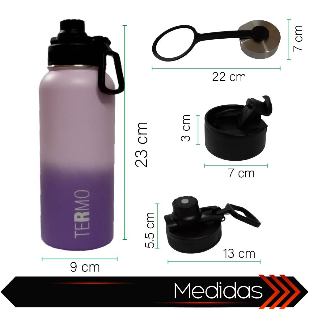Termo de Acero Inoxidable para Bebidas Frias y Calientes 3 Tapas Herm&eacute;ticas image number null