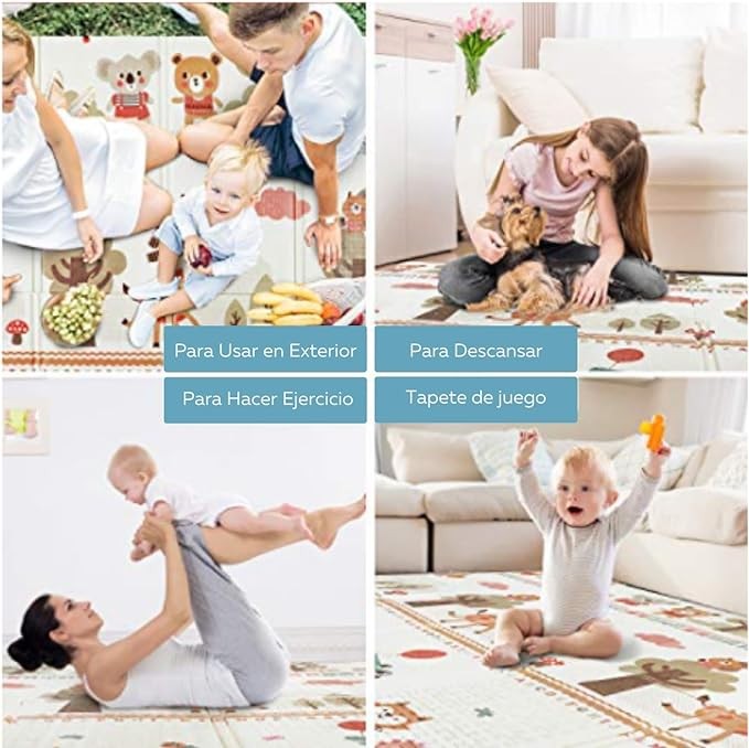A PAPU BABY Tapete de Juego Plegable 1.50 x 2.00 para Beb&eacute;s Doble Vista Baby Play Mat (Carretera). image number null