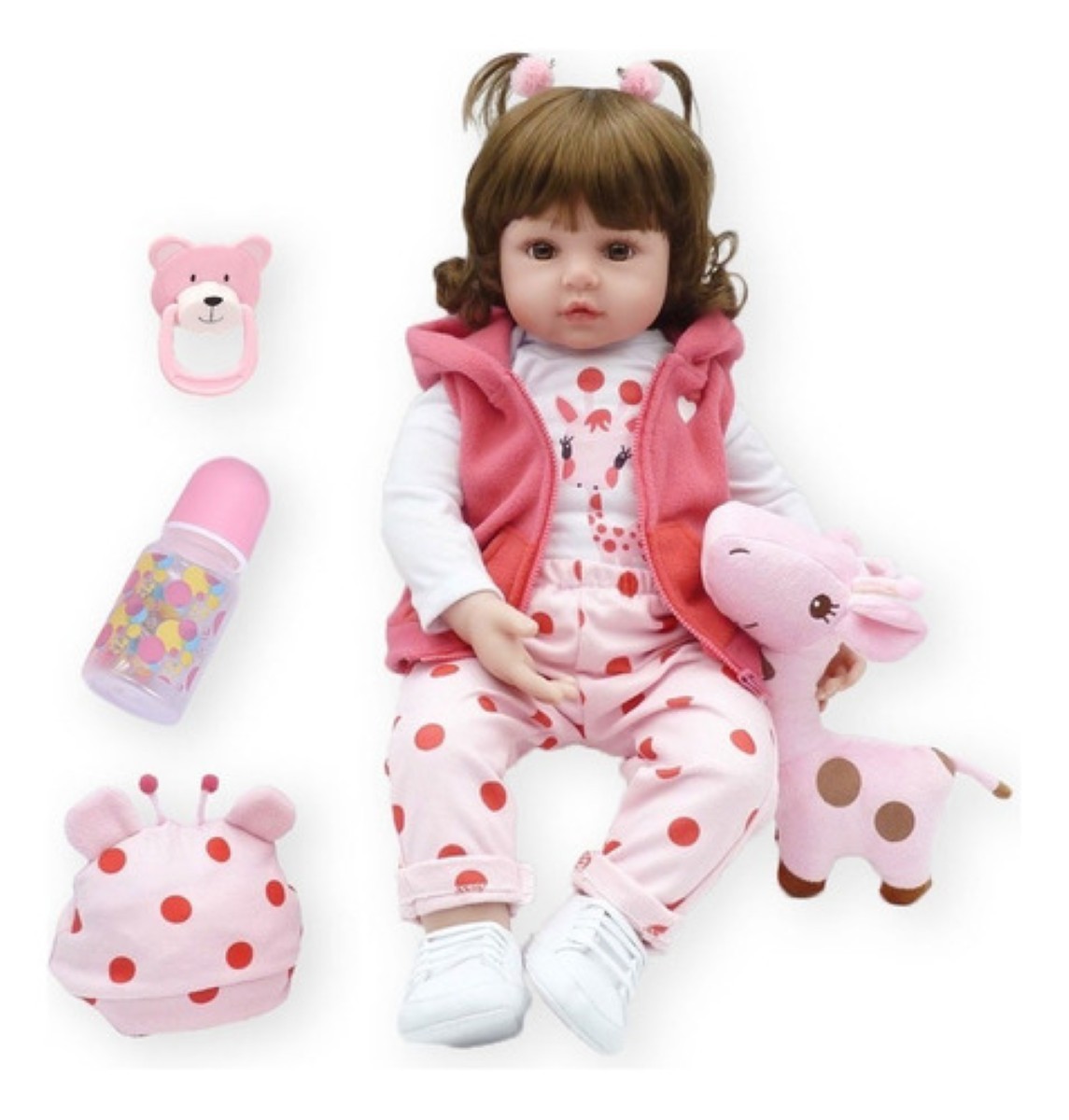 Bebes Reborn Todo Silicona Ni&ntilde;a 55cm conejo blanco/rosa image number null