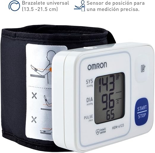 A Bauman&oacute;metro OMRON, Medidor de Presi&oacute;n Arterial de Mu&ntilde;eca HEM-6123, Tecnolog&iacute;a &uacute;nica, Color Blanco, 1 unidad. image number null