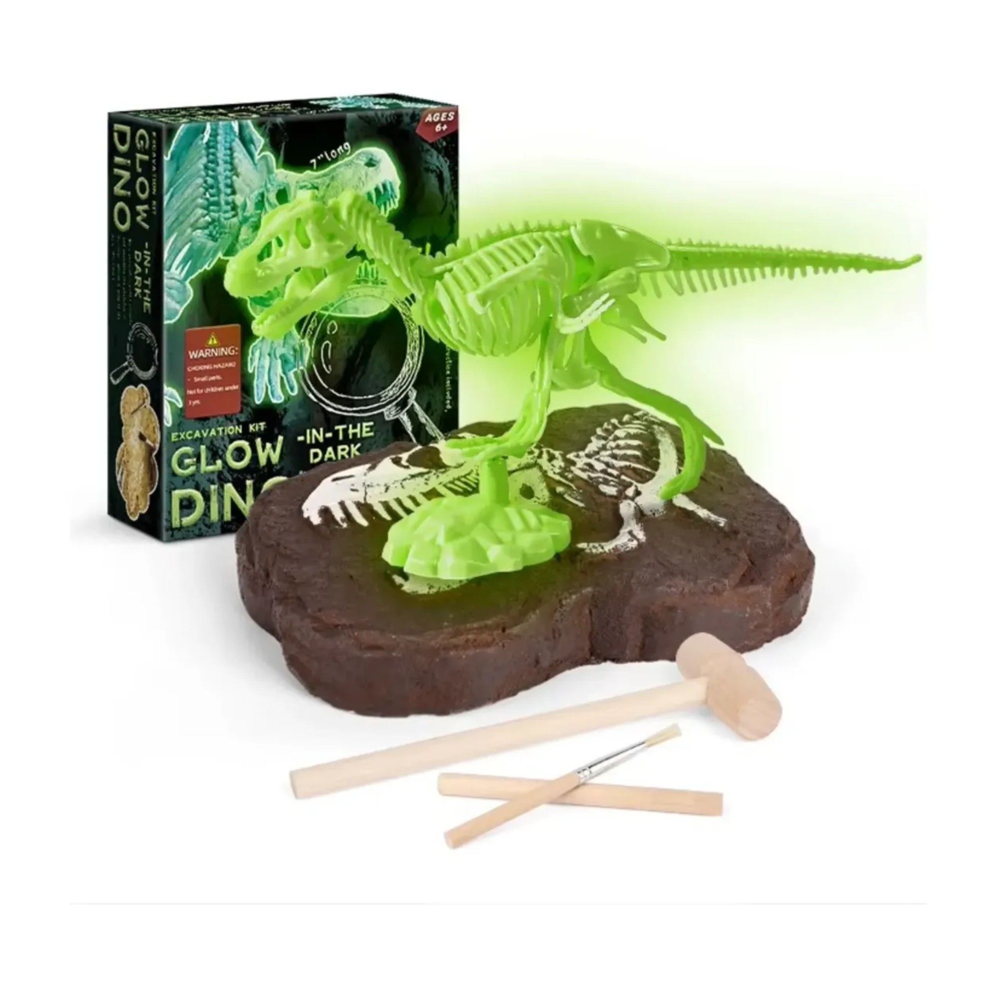 F&oacute;sil Set Educativo , Exploraci&oacute;n Total Libera y Despierta al T-Rex con Luz, Dino-Luminiscente Brilla en la Oscuridad image number null